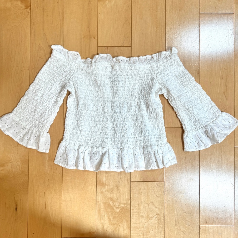 American Eagle Off the Shoulder Smocked Top
